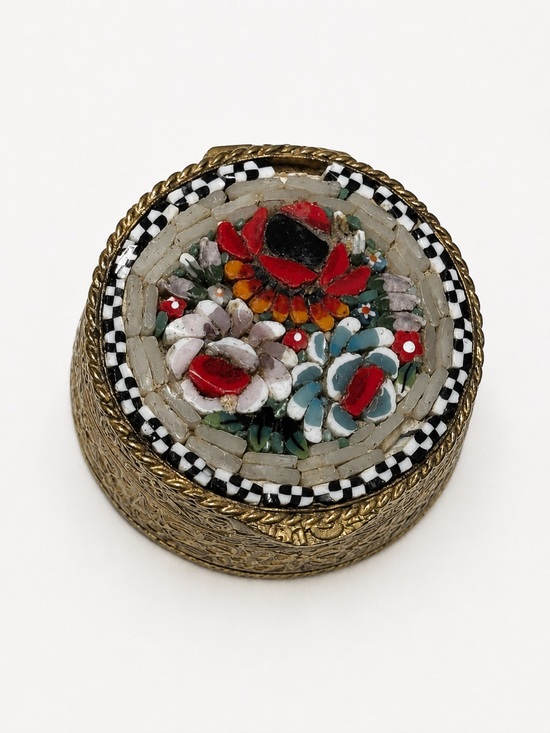 Other - Vintage Italian Micro Mosaic Floral Pill Box